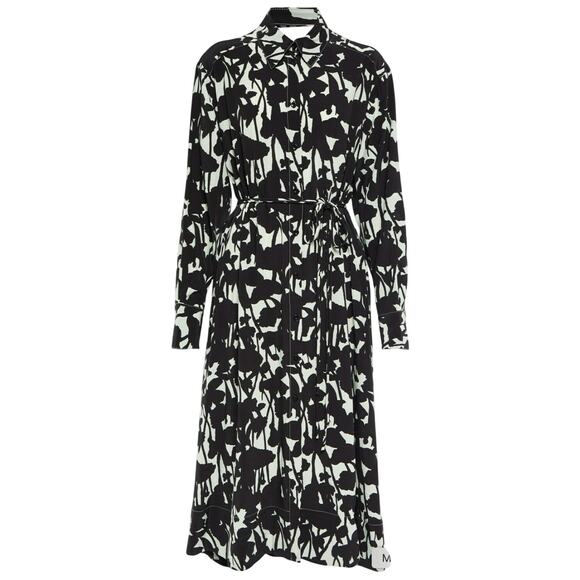 Proenza Schouler Black White Floral Button Long Sleeve Shirt Dress sz 2 NEW Tags - Picture 2 of 16